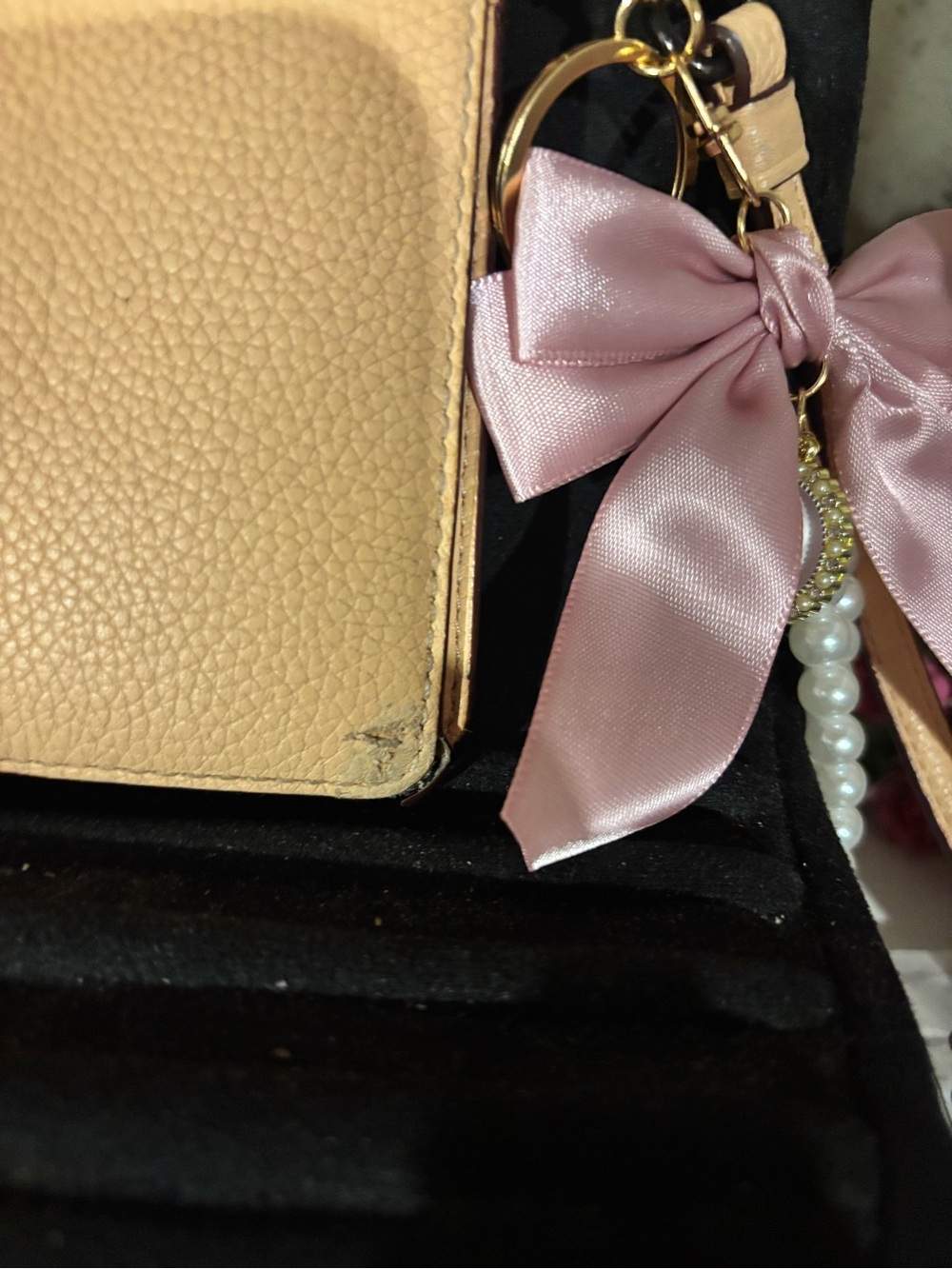 Coach Peach Leather Crossbody with Pink Bow Charm - Picture 5 of 5